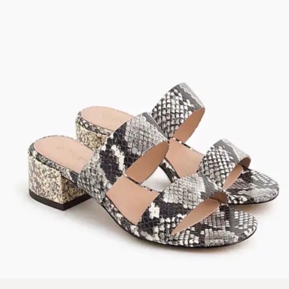 J Crew Snake Print Leather Slide Sandals